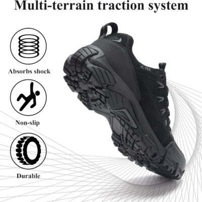 SHULOOK Men's Waterproof Hiking Shoes Lightweight Anti Slip Outdoor Ankle Boots Breathable Hike Trekking Trails Shoe