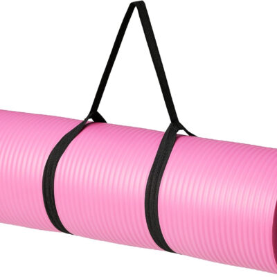 Amazon Basics 1/2 Inch Extra Thick Exercise Yoga Mat with Carrying Strap, Cushioned Support, for Fitness and Gym Workouts