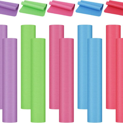 10 Pack Yoga Mats Bulk, 68'' x 24'' x 4mm Thick Yoga Mats for Kids and Adult Gym Mats Bundle Latex Free Exercise Mats with Non Slip Texture for Outdoor Yoga, Pilates or Workout (Multicolor)