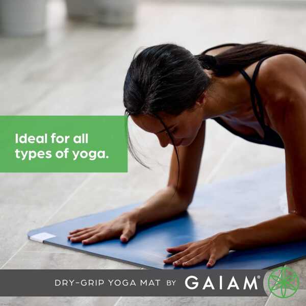 6899c66375f8a168eba0ef60f316c699f496f85d7a58bbf8aef27.jpg Gaiam Dry-Grip Yoga Mat - 5mm Thick Non-Slip Exercise & Fitness Mat for Standard or Hot Yoga, Pilates and Floor Workouts - Cushioned Support, Non-Slip Coat - 68 x 24 Inches