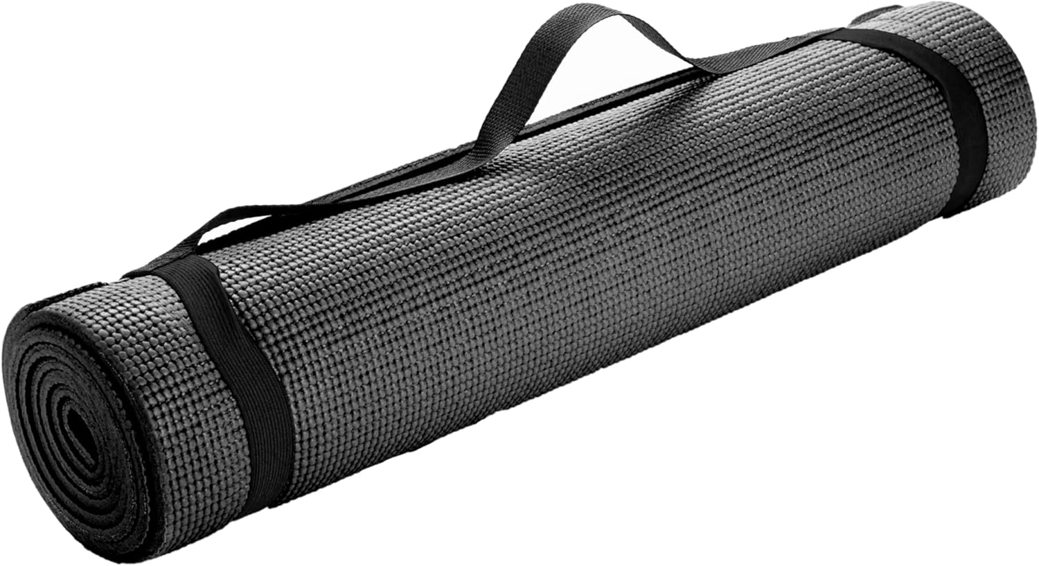 Mind Reader YOGAPVC-BLK All Purpose Extra Thick Yoga Fitness & Exercise Mats with Carrying Strap, High Density Anti-Tear