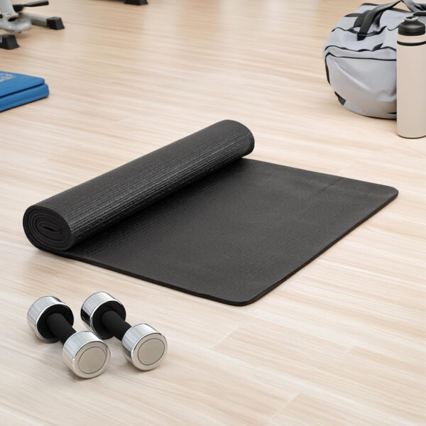 6899c7581aeb85104217d7abe3babaf7ca73eb66581d8878b4fdb.jpg Mind Reader YOGAPVC-BLK All Purpose Extra Thick Yoga Fitness & Exercise Mats with Carrying Strap, High Density Anti-Tear
