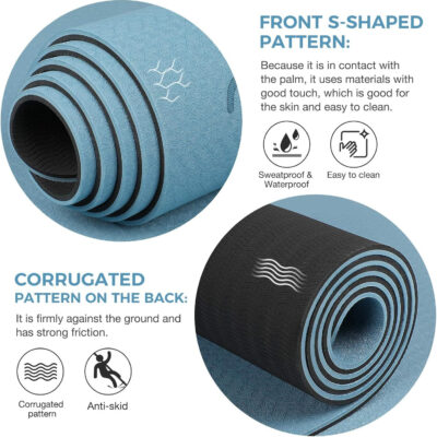 6899c83f0c0ab1bb958875f3c08d3abdf23332fb760cce52f0829.jpg Yoga Mat Non Slip TPE Thick Yoga Mat with Alignment Mark, Large Size 72"L x 32"W x 0.32"Th or 0.24"Th, Anti-Tear Exercise & Fitness Mat for Yoga, Pilates & Floor Workouts