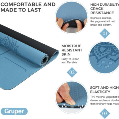 6899c840713623239fe6b260e8d1bcdb4e80275c28c88de23941e.jpg Yoga Mat Non Slip TPE Thick Yoga Mat with Alignment Mark, Large Size 72"L x 32"W x 0.32"Th or 0.24"Th, Anti-Tear Exercise & Fitness Mat for Yoga, Pilates & Floor Workouts