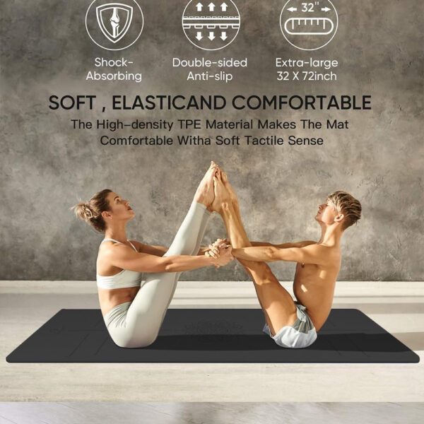 6899c847de0753de01835ba91c08315352def244d0f4974da8c29.jpg Yoga Mat Non Slip TPE Thick Yoga Mat with Alignment Mark, Large Size 72"L x 32"W x 0.32"Th or 0.24"Th, Anti-Tear Exercise & Fitness Mat for Yoga, Pilates & Floor Workouts