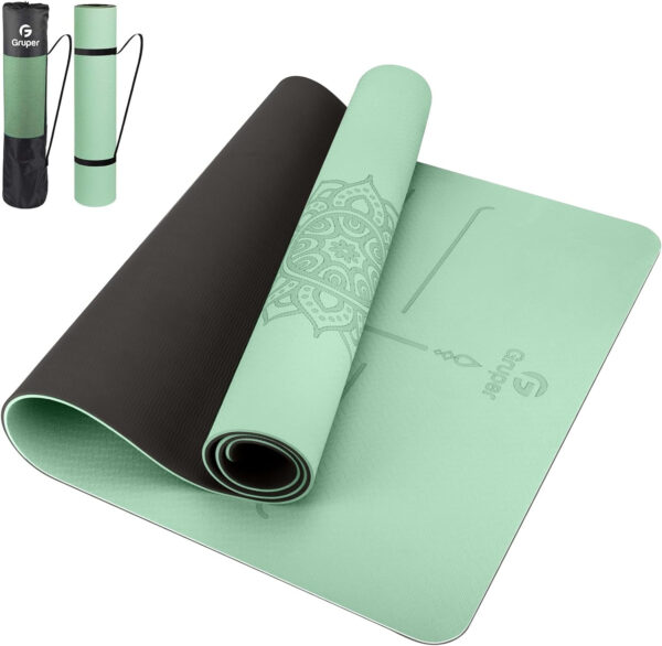 6899c8487277e45d2853b62cbfa34febca6a64536daf5ee143fb6.jpg Yoga Mat Non Slip TPE Thick Yoga Mat with Alignment Mark, Large Size 72"L x 32"W x 0.32"Th or 0.24"Th, Anti-Tear Exercise & Fitness Mat for Yoga, Pilates & Floor Workouts