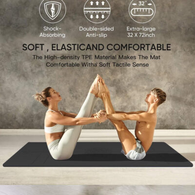 6899c852074ef43de73fc1b9c9c557218ac8d26d4727bb792f272.jpg Yoga Mat Non Slip TPE Thick Yoga Mat with Alignment Mark, Large Size 72"L x 32"W x 0.32"Th or 0.24"Th, Anti-Tear Exercise & Fitness Mat for Yoga, Pilates & Floor Workouts