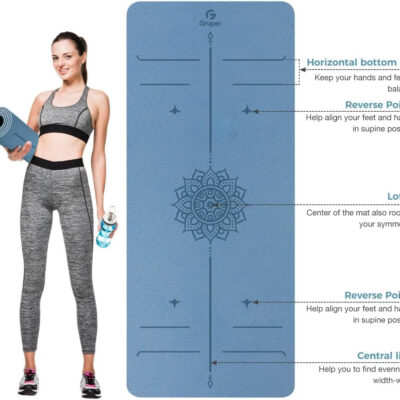 6899c8544390ca30ae9e64e37a268313b1218628665f7a09f114e.jpg Yoga Mat Non Slip TPE Thick Yoga Mat with Alignment Mark, Large Size 72"L x 32"W x 0.32"Th or 0.24"Th, Anti-Tear Exercise & Fitness Mat for Yoga, Pilates & Floor Workouts