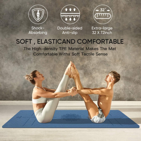 6899c85808d1ddf4e8c69a16ccc65c34effe571bf70439d04c60d.jpg Yoga Mat Non Slip TPE Thick Yoga Mat with Alignment Mark, Large Size 72"L x 32"W x 0.32"Th or 0.24"Th, Anti-Tear Exercise & Fitness Mat for Yoga, Pilates & Floor Workouts
