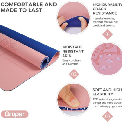6899c85aa22914fff1175ea82b9824ea9a427cda6f18c451addd2.jpg Yoga Mat Non Slip TPE Thick Yoga Mat with Alignment Mark, Large Size 72"L x 32"W x 0.32"Th or 0.24"Th, Anti-Tear Exercise & Fitness Mat for Yoga, Pilates & Floor Workouts