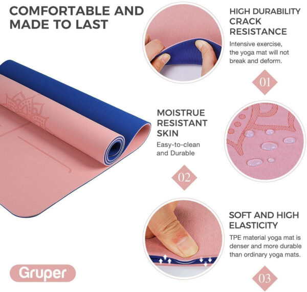 6899c85aa22914fff1175ea82b9824ea9a427cda6f18c451addd2.jpg Yoga Mat Non Slip TPE Thick Yoga Mat with Alignment Mark, Large Size 72"L x 32"W x 0.32"Th or 0.24"Th, Anti-Tear Exercise & Fitness Mat for Yoga, Pilates & Floor Workouts