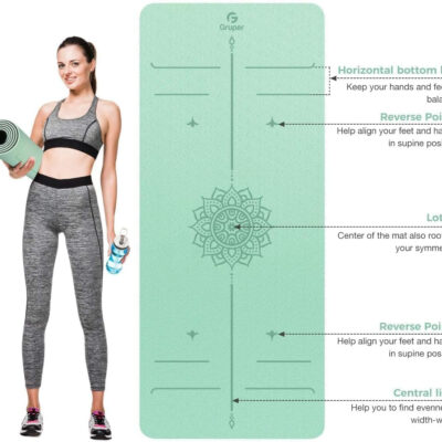 6899c8644f4925d309b438d91de9092bfe62a2ea8d17d8aec5857.jpg Yoga Mat Non Slip TPE Thick Yoga Mat with Alignment Mark, Large Size 72"L x 32"W x 0.32"Th or 0.24"Th, Anti-Tear Exercise & Fitness Mat for Yoga, Pilates & Floor Workouts