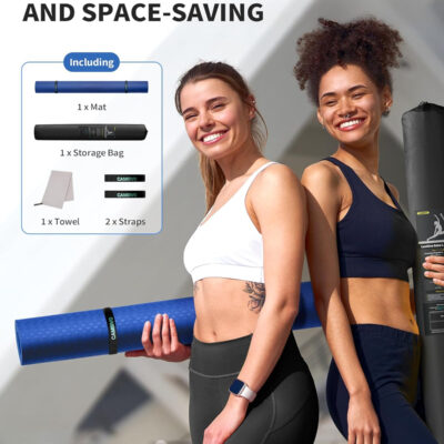 CAMBIVO Large Yoga Mat (6'x 4'), Extra Wide Workout Mat for Men and Women, Yoga Mat Thick 1/3 &1/4 Exercise Mats for Home Workout, Yoga, Pilates (Black,1/4 inch)