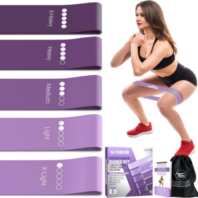 6899cc78bd2985a6fb316ae34faac71596f921a9f5f29077c4daf.jpg TechStone Resistance Bands Set for Men and Women, Pack of 5 Different Levels Elastic Band for Home Gym Long Exercise Workout – Great Fitness Equipment for Training, Yoga – Free Carrying Bag