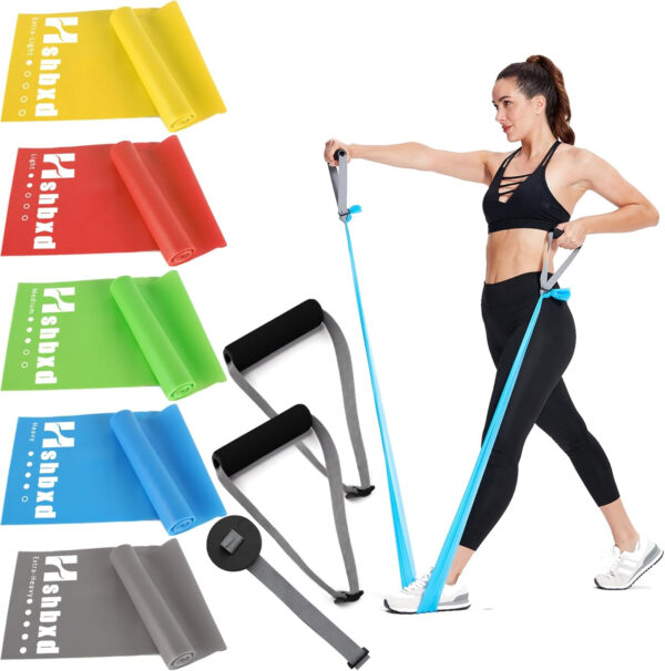 6899ccc45e251e6dcc6f11451d7f56a21a8f4f2e8d4f82639b65e.jpg Resistance Bands for Working Out, Physical Therapy Bands, Latex Free Elastic and Exercise Bands Set for Stretching, Suitable for Rehab, Yoga, Pilates, Gym, Home Exercise