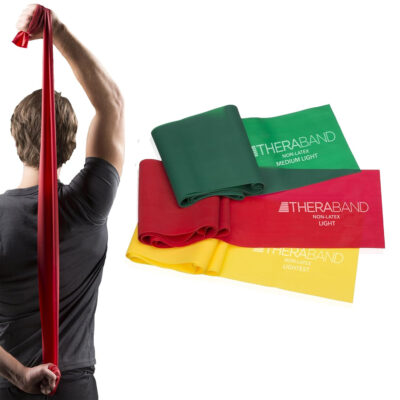 6899cd853a3f62f2e63a4c5417081103a5aa0a61b3e8a338076d5.jpg THERABAND Resistance Bands Set, Professional Elastic Band For Upper & Lower Body Exercise, Strength Training without Weights, Physical Therapy, Pilates, Rehab, Yellow & Red & Green, Beginner