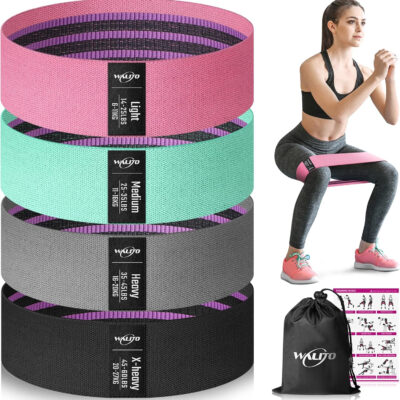 WALITO Resistance Bands for Working Out, Fabric Exercise Bands for Legs and Butt, Workout Bands for Women and Men, Booty Band for Yoga Starter Set, Pilates, Rehab, Fitness and Home Workout