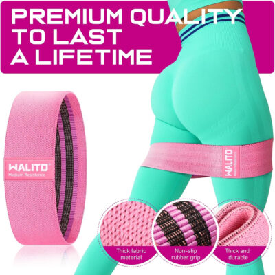 WALITO Resistance Bands for Working Out, Fabric Exercise Bands for Legs and Butt, Workout Bands for Women and Men, Booty Band for Yoga Starter Set, Pilates, Rehab, Fitness and Home Workout