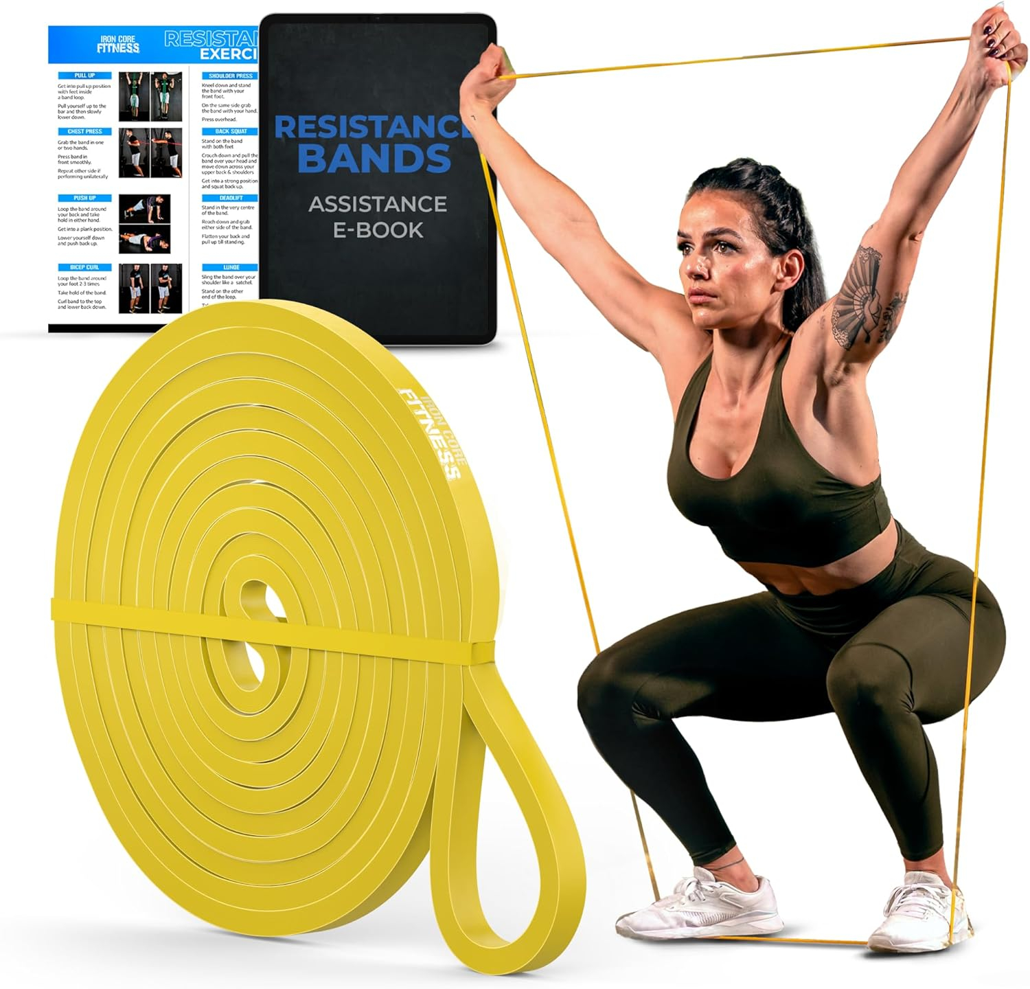 Pull Up Assistance Resistance Bands - Long Loop Power Bands for Men and Women - Strength Power Flexibility Training at Home & Gym - Ebooks & Workout Chart Included by Iron Core Fitness