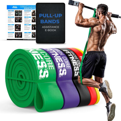 6899cf6dd8df97add214b0a9417f78b122d5752a1e62b19e3cdd0.jpg Pull Up Assistance Resistance Bands - Long Loop Power Bands for Men and Women - Strength Power Flexibility Training at Home & Gym - Ebooks & Workout Chart Included by Iron Core Fitness