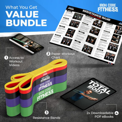 6899cf7297db86bd5a41389d52c7f2fac2b4493fd484b842e211d.jpg Pull Up Assistance Resistance Bands - Long Loop Power Bands for Men and Women - Strength Power Flexibility Training at Home & Gym - Ebooks & Workout Chart Included by Iron Core Fitness
