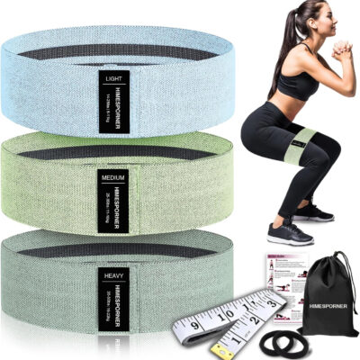 6899cfb70802fb78fc8530c327d40dbcb5045f05b6879f4cf0424.jpg Wide Fabric Resistance Bands for Working Out, 3 Level Non-Slip Exercise Booty Bands for Women & Men Leg and Glutes with Hair Ties and Tape Measure - for Home Gym Workout, Yoga, Pilates