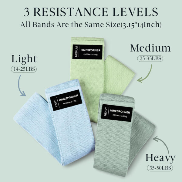 6899cfb82320909225e99a7f121cc84d7cd8e8335c4cb422a2799.jpg Wide Fabric Resistance Bands for Working Out, 3 Level Non-Slip Exercise Booty Bands for Women & Men Leg and Glutes with Hair Ties and Tape Measure - for Home Gym Workout, Yoga, Pilates