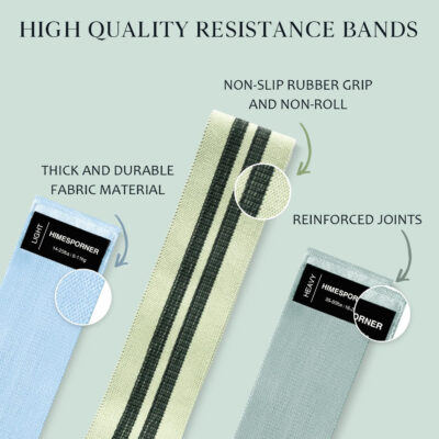 6899cfb95306f01d60995a001c1cce4ca1a1426b22645b7e5987b.jpg Wide Fabric Resistance Bands for Working Out, 3 Level Non-Slip Exercise Booty Bands for Women & Men Leg and Glutes with Hair Ties and Tape Measure - for Home Gym Workout, Yoga, Pilates