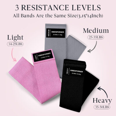 6899cfc14eee3b959cd82641882f7e56a03e3eac37c616ed70f66.jpg Wide Fabric Resistance Bands for Working Out, 3 Level Non-Slip Exercise Booty Bands for Women & Men Leg and Glutes with Hair Ties and Tape Measure - for Home Gym Workout, Yoga, Pilates