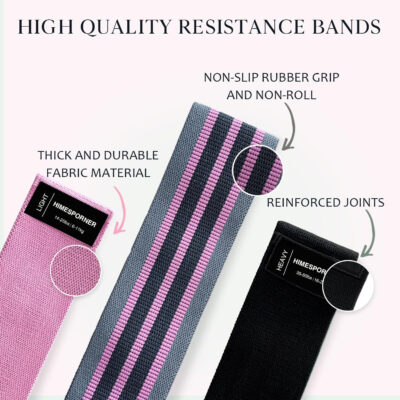 6899cfc274b6e060f900aab68082b8dffbfa00c084d8c378ca947.jpg Wide Fabric Resistance Bands for Working Out, 3 Level Non-Slip Exercise Booty Bands for Women & Men Leg and Glutes with Hair Ties and Tape Measure - for Home Gym Workout, Yoga, Pilates