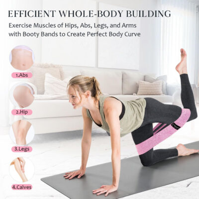 6899cfc3986b6280e227159e7d69bb9779f368058bf003d59eaa3.jpg Wide Fabric Resistance Bands for Working Out, 3 Level Non-Slip Exercise Booty Bands for Women & Men Leg and Glutes with Hair Ties and Tape Measure - for Home Gym Workout, Yoga, Pilates