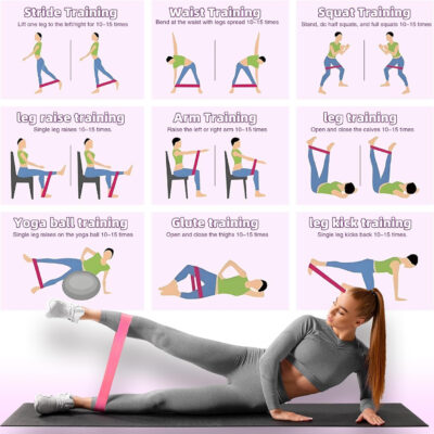 Resistance Loop Exercise Bands, Resistance Bands Exercise Bands for Home Fitness, Stretching, Strength Training, Physical Therapy,Elastic Workout Bands for Women Men Kids, Set of 5