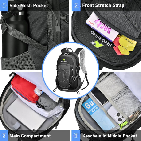 6899e19dee231e99820e9800f34dcdfe63c007a34d6e6e06ff983.jpg N NEVO RHINO Hiking Backpack 20L Water Resistant Outdoor Day Pack,Lightweight Travel Small Backpack for Men Women