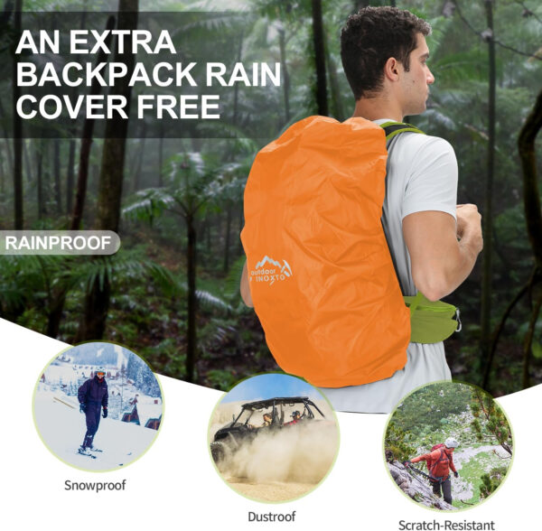 Hiking Backpack,35L Waterproof Hiking Daypack with 3L Water Bladder and Rain Cover, Lightweight Travel Camping Backpack for Men Women (Khaki)