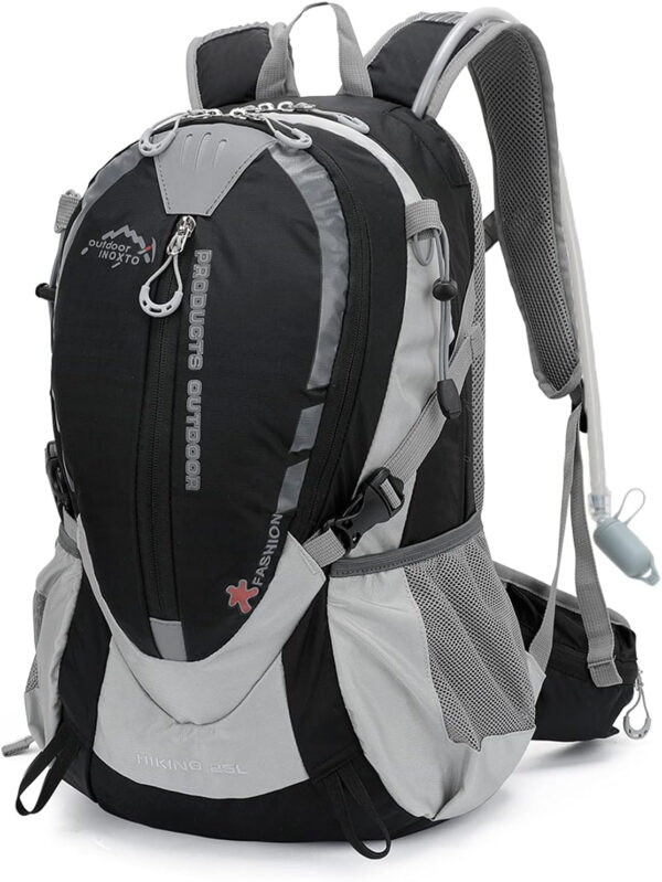 6899e231e2f27b2c0b4fd3870b55bac32c0d8dca17eac478488e9.jpg INOXTO Small Hiking Backpack with 2L Water Bladder and Rain Cover, 25L Hydration Backpack Hiking Daypack (Orange blue)