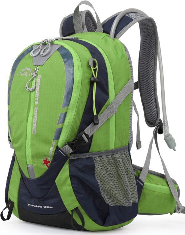 6899e2358b55fa93bae79639f30f11ac1fbc033b84c1d744b5ec5.jpg INOXTO Small Hiking Backpack with 2L Water Bladder and Rain Cover, 25L Hydration Backpack Hiking Daypack (Orange blue)