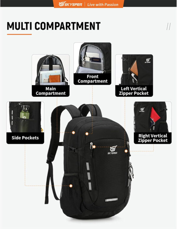 6899e28fb499d954ba05c43e3df89af3f76fc2f140f0f7bfea172.jpg SKYSPER Hiking Backpack 30L Lightweight Travel Backpack Hiking Day Pack for Men Women(Grey)