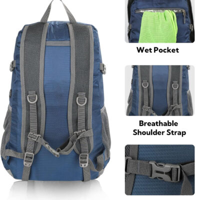 WATERFLY Lightweight Packable Hiking Backpack: 30L Foldable Travel Daypack Ultralight Camping Day Pack for Woman Man