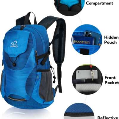 WATERFLY Lightweight Packable Hiking Backpack: 30L Foldable Travel Daypack Ultralight Camping Day Pack for Woman Man