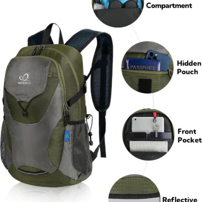 WATERFLY Lightweight Packable Hiking Backpack: 30L Foldable Travel Daypack Ultralight Camping Day Pack for Woman Man