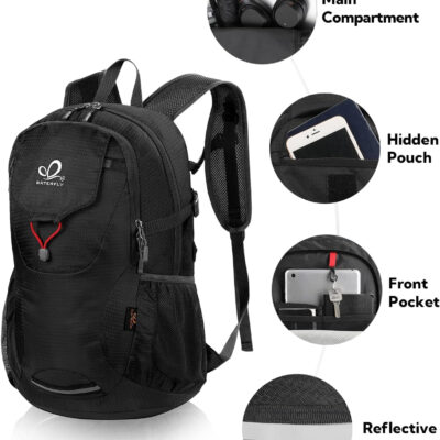 WATERFLY Lightweight Packable Hiking Backpack: 30L Foldable Travel Daypack Ultralight Camping Day Pack for Woman Man