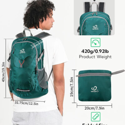 WATERFLY Lightweight Packable Hiking Backpack: 30L Foldable Travel Daypack Ultralight Camping Day Pack for Woman Man
