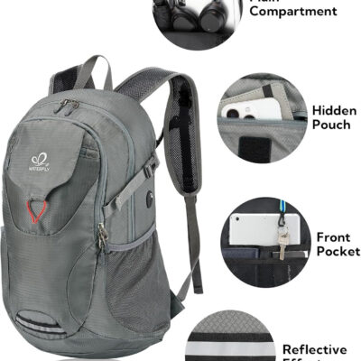 WATERFLY Lightweight Packable Hiking Backpack: 30L Foldable Travel Daypack Ultralight Camping Day Pack for Woman Man