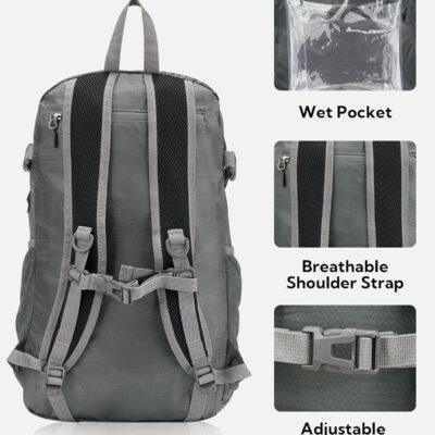 WATERFLY Lightweight Packable Hiking Backpack: 30L Foldable Travel Daypack Ultralight Camping Day Pack for Woman Man