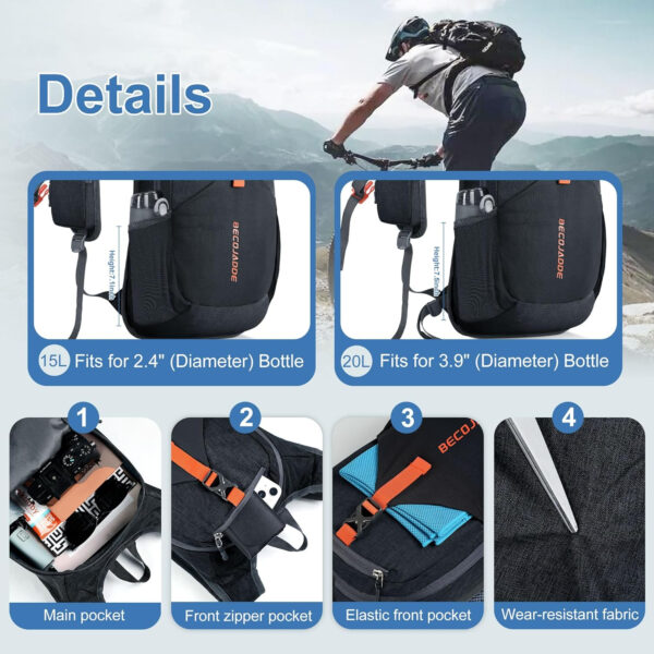 20L Small Hiking Backpack for Men Women Foldable Packable Back Pack Ultralight Hiking Daypack for Travel Camping Outdoor, Black