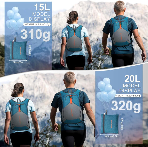 20L Small Hiking Backpack for Men Women Foldable Packable Back Pack Ultralight Hiking Daypack for Travel Camping Outdoor, Black