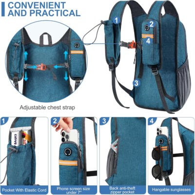 20L Small Hiking Backpack for Men Women Foldable Packable Back Pack Ultralight Hiking Daypack for Travel Camping Outdoor, Black