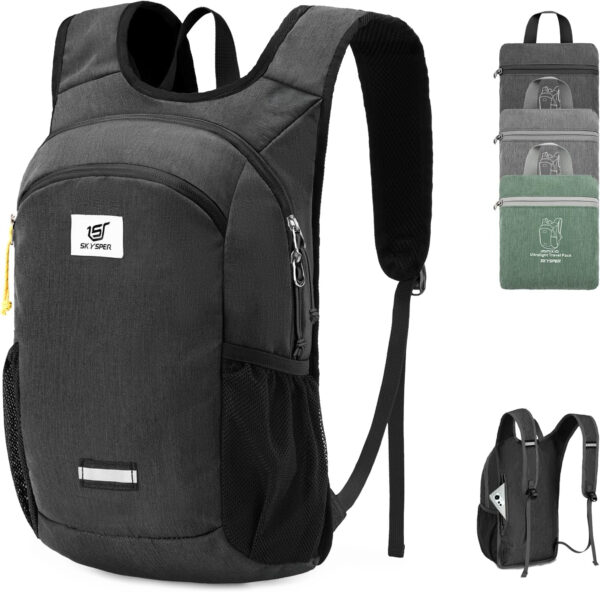 6899e57f602e18992fc7629541bfa653af29f1f0a0612724b4dd3.jpg SKYSPER 10L Hiking Backpack, Foldable & Packable Lightweight Daypack for Travel, Collapsible Small Compact Hiking Backpack for Women & Men, Black