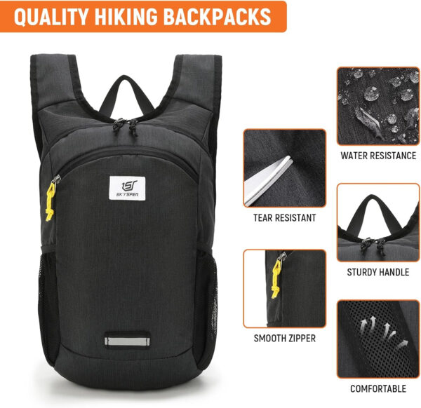 6899e582e6f607220838dbd6daaa3f797873b2a7ed1f84647fc23.jpg SKYSPER 10L Hiking Backpack, Foldable & Packable Lightweight Daypack for Travel, Collapsible Small Compact Hiking Backpack for Women & Men, Black