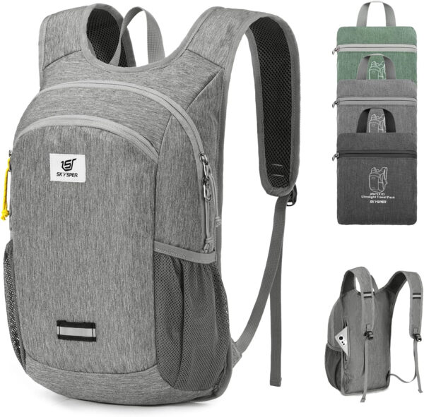 6899e58769de2943ab5801179442bc615c07eb04483cd3b2aff78.jpg SKYSPER 10L Hiking Backpack, Foldable & Packable Lightweight Daypack for Travel, Collapsible Small Compact Hiking Backpack for Women & Men, Black